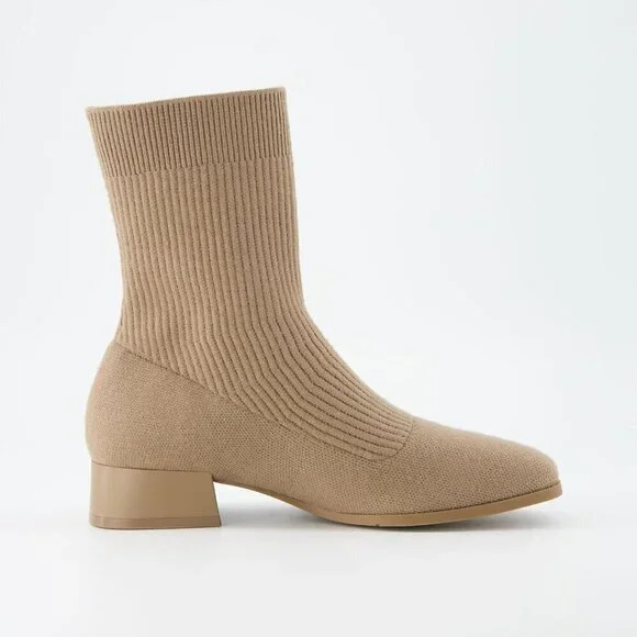 ⭐Women's Knit Ankle Boot with Block Heel Memory Foam Wide Widths For Women
